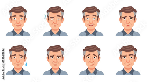 Male Emotions Collection of Diverse Facial Expressions Depicting Feelings and Moods