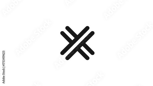 Modern minimalist abstract black and white geometric symbol icon, simple linear graphic design element