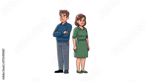A Couple Standing Together - Illustration of a Man and Woman's Relationship