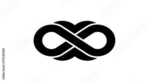 Abstract black infinity symbol icon, representing endless possibilities, continuous connection, and unlimited concepts. Versatile graphic element.