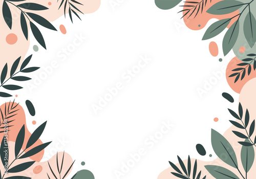 A beautiful background with abstract shapes and green leaves.
