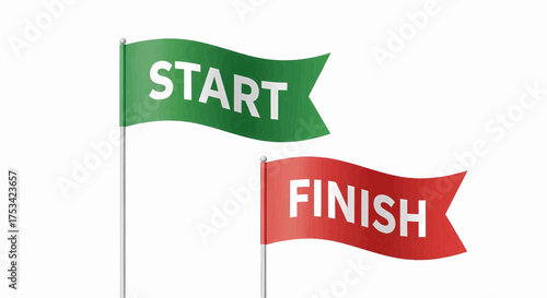 Start and finish line flags for racing and competition, a concept of beginning and end, vector illustration