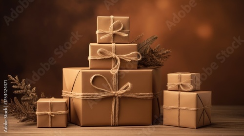 Parcels Wrapped in Brown Paper and Twine