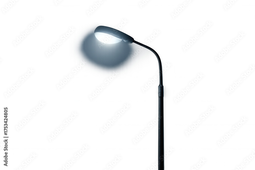 Obraz premium Street lamp illuminating area at night, providing urban light and security, transparent background, isolated