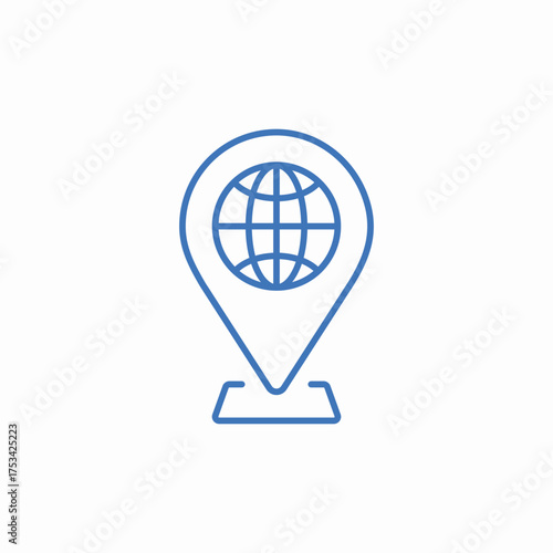 globe pin icon sign vector