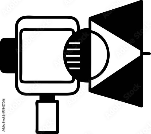 Ringing phone handset icon illustration in black and white outline style