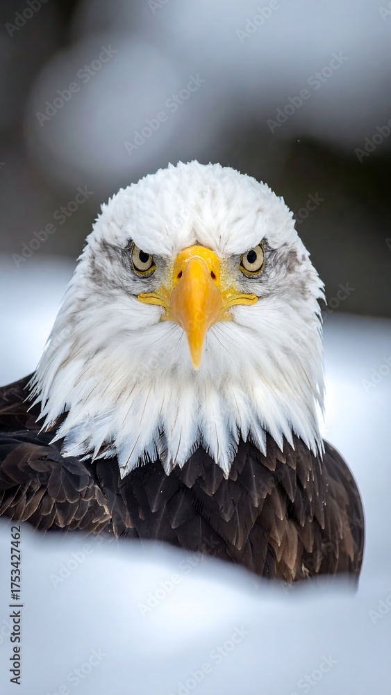 Fototapeta premium Portrait of an eagle in snow