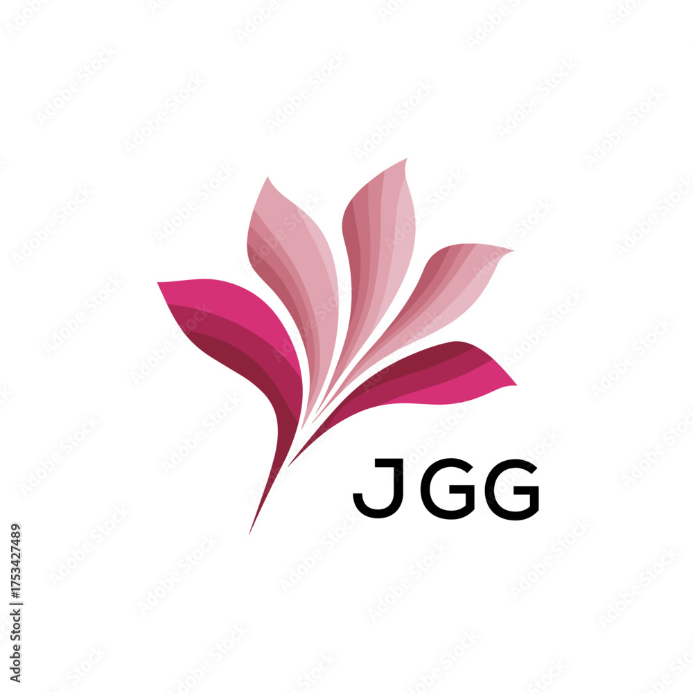 Fototapeta premium Modern Pink Leaf Logo Vector, JGG Later Logo, Gradient Petal Logo Concept, Creative Minimal Nature Logo, 