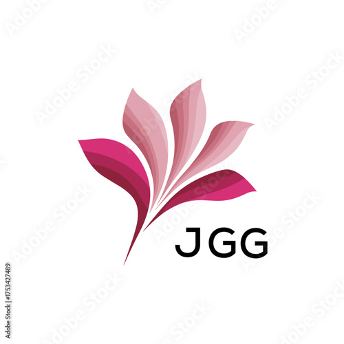 Modern Pink Leaf Logo Vector, JGG Later Logo, Gradient Petal Logo Concept, Creative Minimal Nature Logo, 
