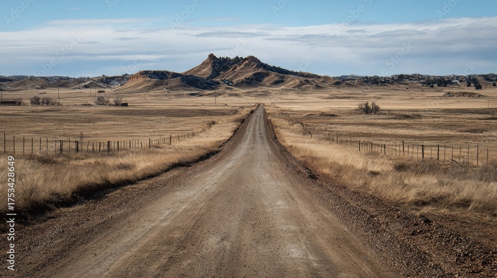 Fototapeta premium Pine Ridge Reservation: Entering the Navajo Land in Badlands, Shannon Butte, South Dakota, USA