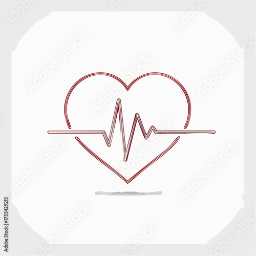 Heartbeat pulse line graph symbol representing health and medical care, a digital illustration of vital signs