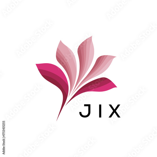 Modern Pink Leaf Logo Vector, JIX Later Logo, Gradient Petal Logo Concept, Creative Minimal Nature Logo, 
