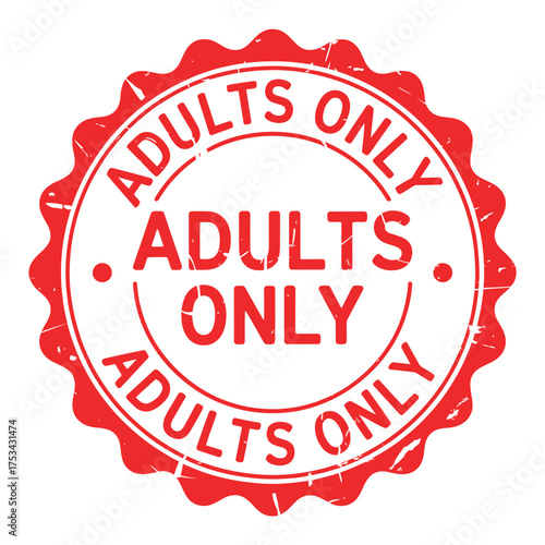 Red and white adults only seal stamp graphic
