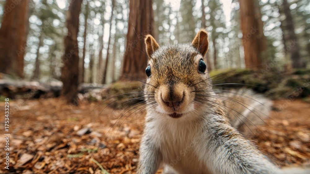 Fototapeta premium Squirrel portrait in forest