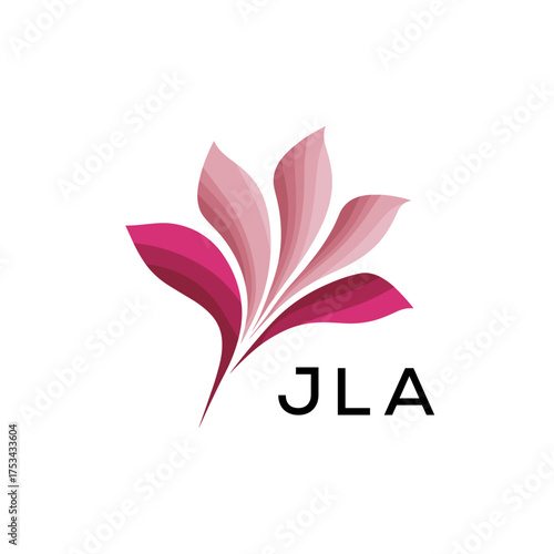 Modern Pink Leaf Logo Vector, JLA Later Logo, Gradient Petal Logo Concept, Creative Minimal Nature Logo, 
