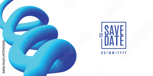 Save the date banner Swirl Elements with Gradients. Carnival 3D Pattern. Can be used for business, marketing and advertising. logo graphic design of event summit for Technology and upcoming events.