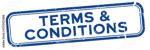 Official terms and conditions stamp with blue ink