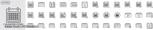 Set Of Calendar Line Icons. Vektor illustation
