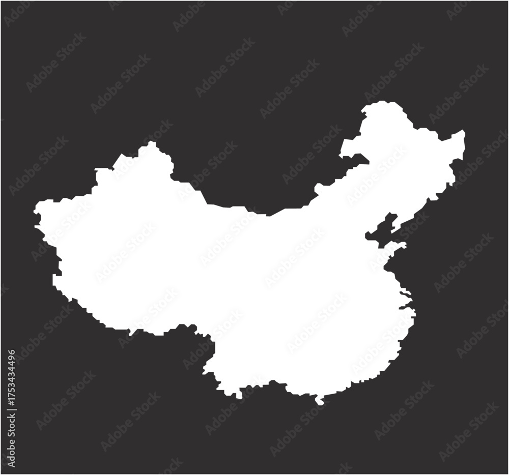 Naklejka premium Vector map of China on black background