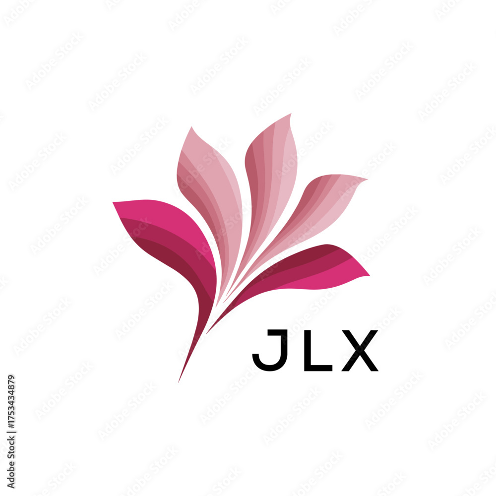 Obraz premium Modern Pink Leaf Logo Vector, JLX Later Logo, Gradient