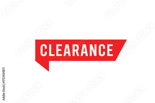 Red clearance sale tag with white text