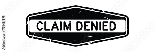 Distressed stamp graphic featuring the words claim denied