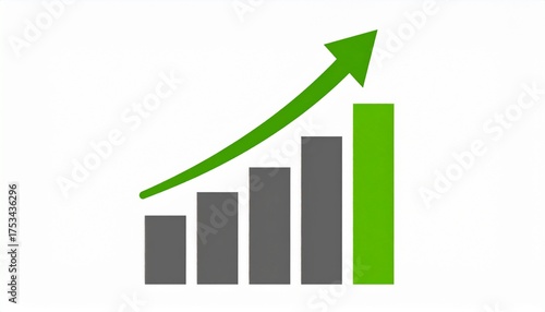 A simple bar graph illustration showing an upward trend with a green arrow indicating growth and success on a white background Free Download A simple bar graph illustration showing an upward trend with a green arrow indicating growth and success on a white background - GFXLoad