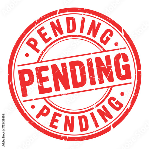 Red stamp with the word pending repeatedly