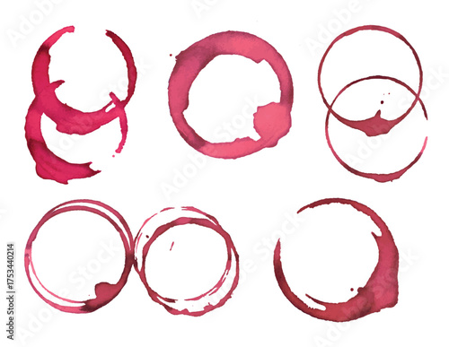 red and white paint and ink splashes set