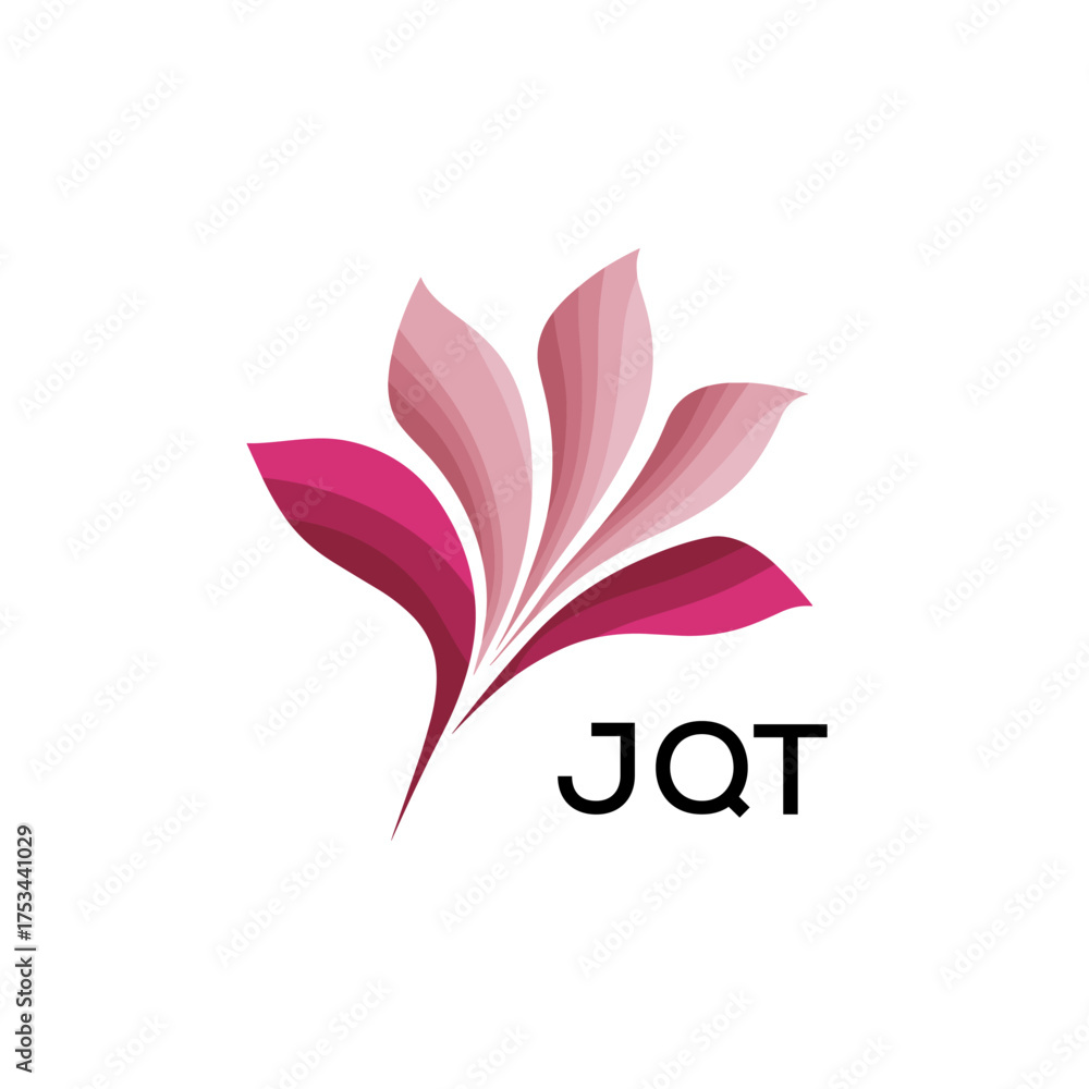Fototapeta premium Modern Pink Leaf Logo Vector, JQT Later Logo, Gradient Petal Logo Concept, Elegant Floral Abstract Logo Design, 
