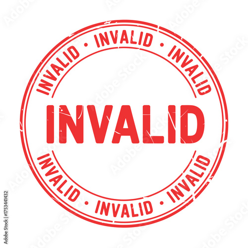 Red circular stamp clearly stating invalid