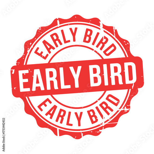Red and white early bird special stamp or seal