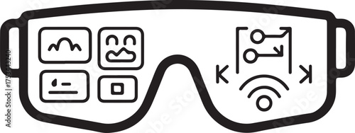 Set of Augmented Reality Glasses Icons – Smart Glasses, UI, and AR Experience Outline