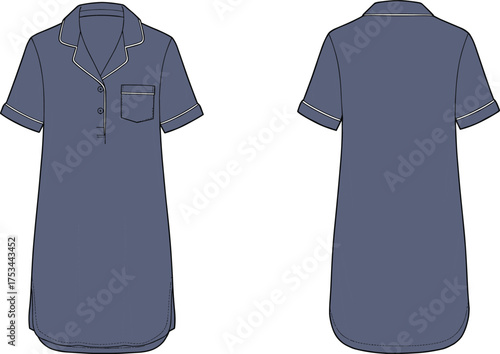 nightshirt sleepwear loungewear fashion apparel garment clothing outfit textile fabric illustration vector template design sketch pattern style art flat drawing technical