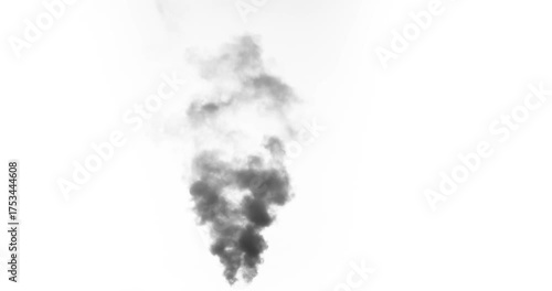 Black Smoke Rushes Upwards. Black smoke rises from a large burning object. Ideal for simulating burned equipment and buildings in the middle distance from the camera