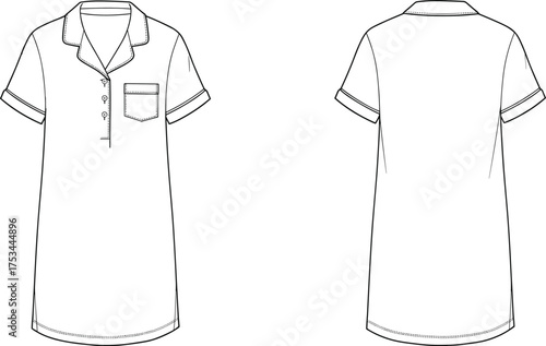 nightshirt sleepwear loungewear fashion apparel garment clothing outfit textile fabric illustration vector template design sketch pattern style art flat drawing technical