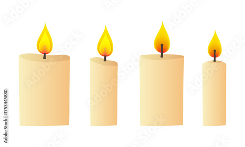 Candles seamless border. Lit candles vector frame on a dark background.