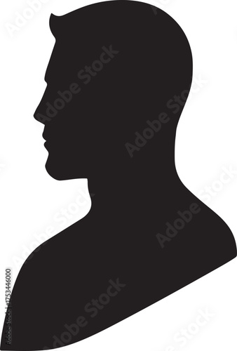 Silhouette profile of a man's head and shoulders classic timeless portrait style