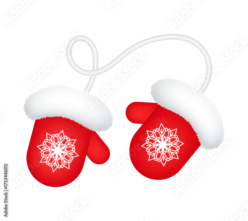 Mittens. Vector 3d clip art isolated on white background.