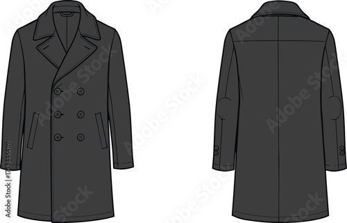 overcoat coat fashion apparel garment clothing outerwear textile fabric illustration vector template design sketch pattern style art flat drawing technical tailored