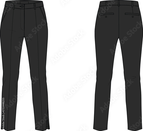 pants trousers fashion apparel garment clothing outfit textile fabric illustration vector template design sketch pattern style art flat drawing technical tailored