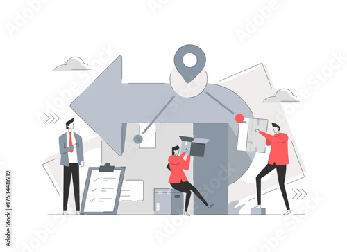 Fast delivery,Courier with many cardboard boxes runs to address. Man carrying with parcels stack. Hurrying deliveryman. Express logistic service. Order transportation