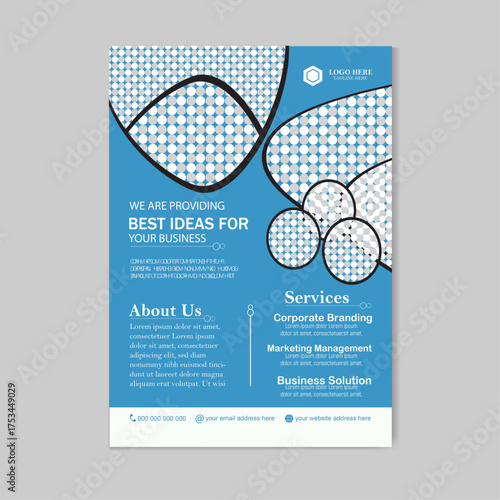 Modern business services flyer with inspiring ideas and team collaboration.