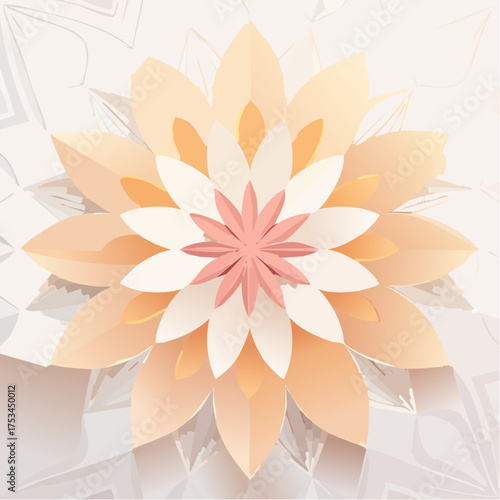 Delicate Paper Flower Craft with Intricate Petals and Soft Colors.
