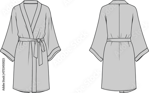 robe fashion apparel garment clothing outfit dress kimono textile fabric couture illustration vector template design sketch pattern style art