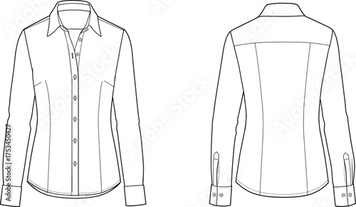 shirt blouse fashion apparel garment clothing textile fabric illustration vector template design sketch pattern style art flat drawing technical tailored