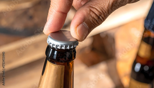 Close Up of Hand Opening a Refreshing Beverage Bottle Cap Drink