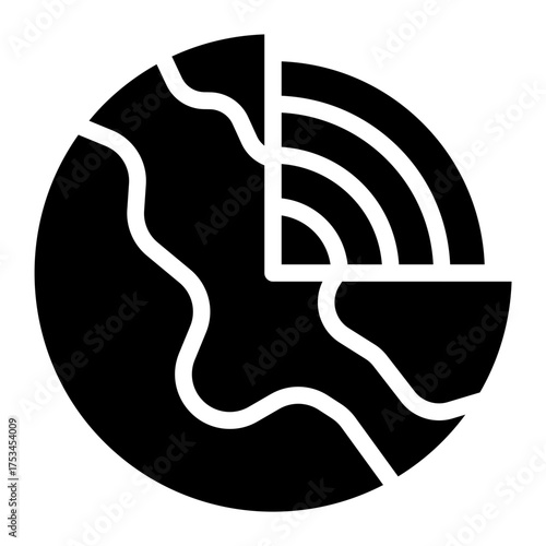 Earth science glyph style vector illustration