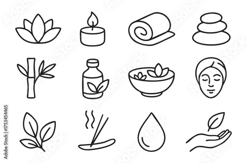 Simple Set of SPA Related Vector Line Icons.