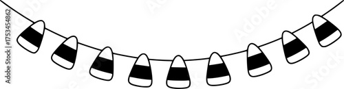 Cute Candy Corn Garland for Halloween. Simple trick or treat banner hanging party decor vector element.
